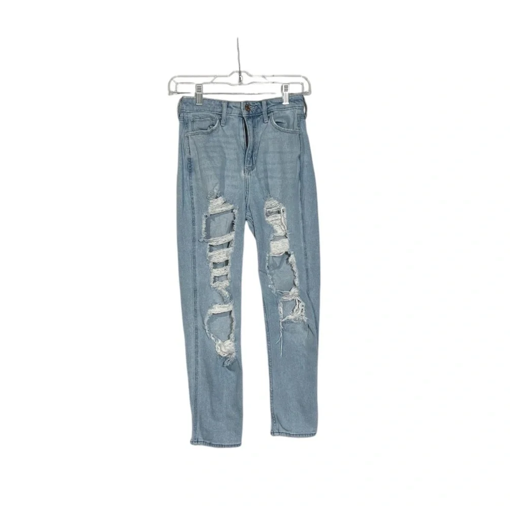 Hollister Ultra High Rise Mom Jeans Ripped Size 0